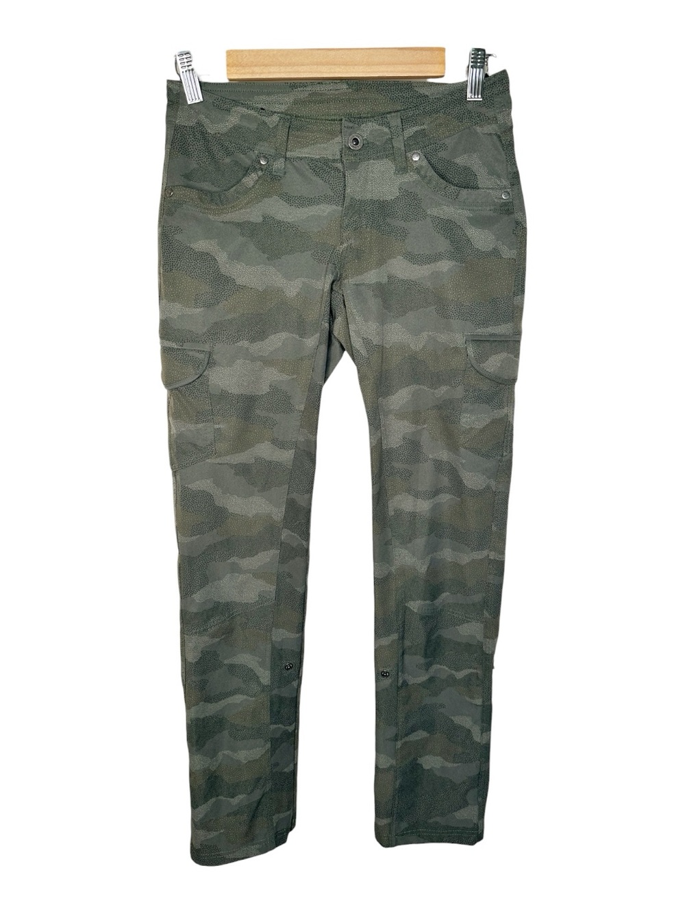 Kuhl Freeflex Roll Up Pants Women’s Size 0 Camo Green Outdoor Gorpcore Hiking